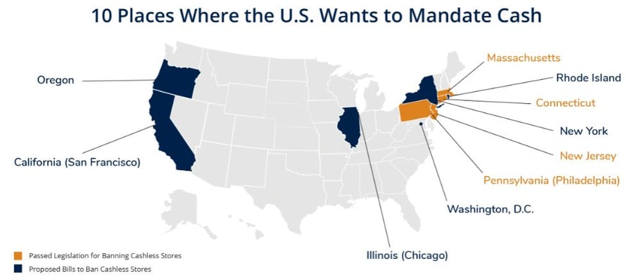 10 Places where the US wants to Mandate Cash