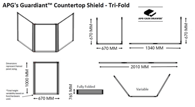 Guardiant Countertop Shield Tri-fold
